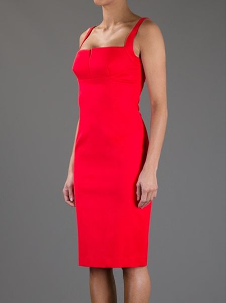Gio' Guerreri Square Neck Dress in Red | Lyst