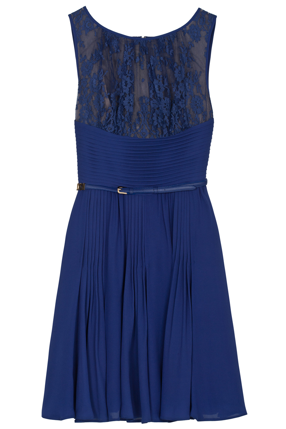 Elie Saab Lace Top Slk Skirt Sht Dress in Blue | Lyst