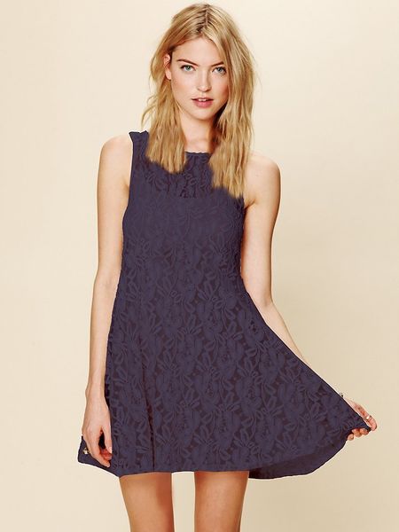 Free People Sleeveless Miles Of Lace Dress in Purple (midnight) | Lyst