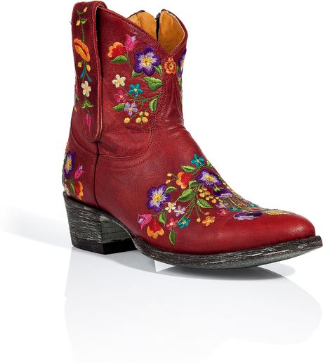 Mexicana Fire Red Embroidered Ankle Boots in Red | Lyst