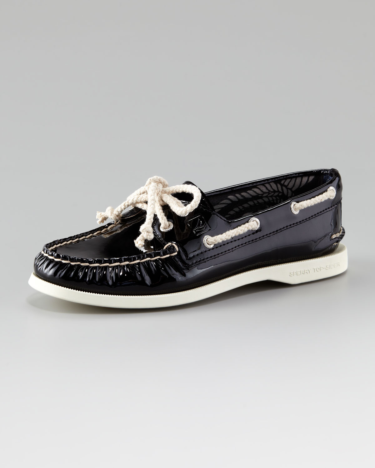 Lyst - Sperry Top-Sider Authentic Patent Leather Boat Shoe in Black
