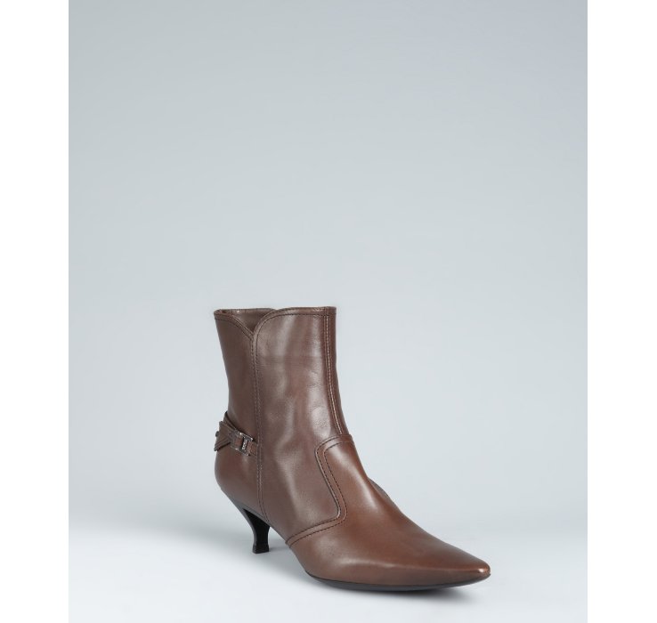 Lyst Tod'S Coffee Leather Kitten Heel Ankle Boots in Brown