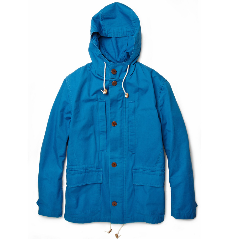 PS by Paul Smith Hooded Cotton Canvas Parka in Blue for Men - Lyst