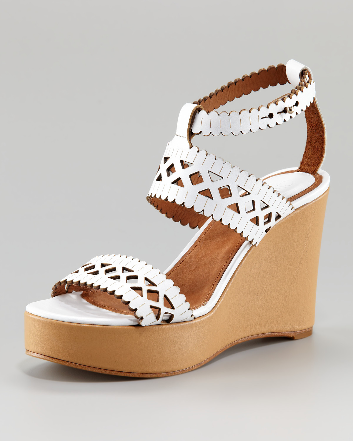 Lyst - Chloé Lasercut Wedge Sandal in Natural