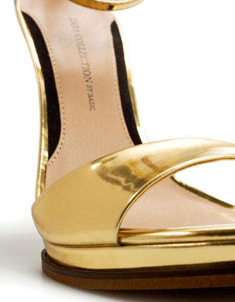 Zara Ankle Strap Sandal in Gold | Lyst