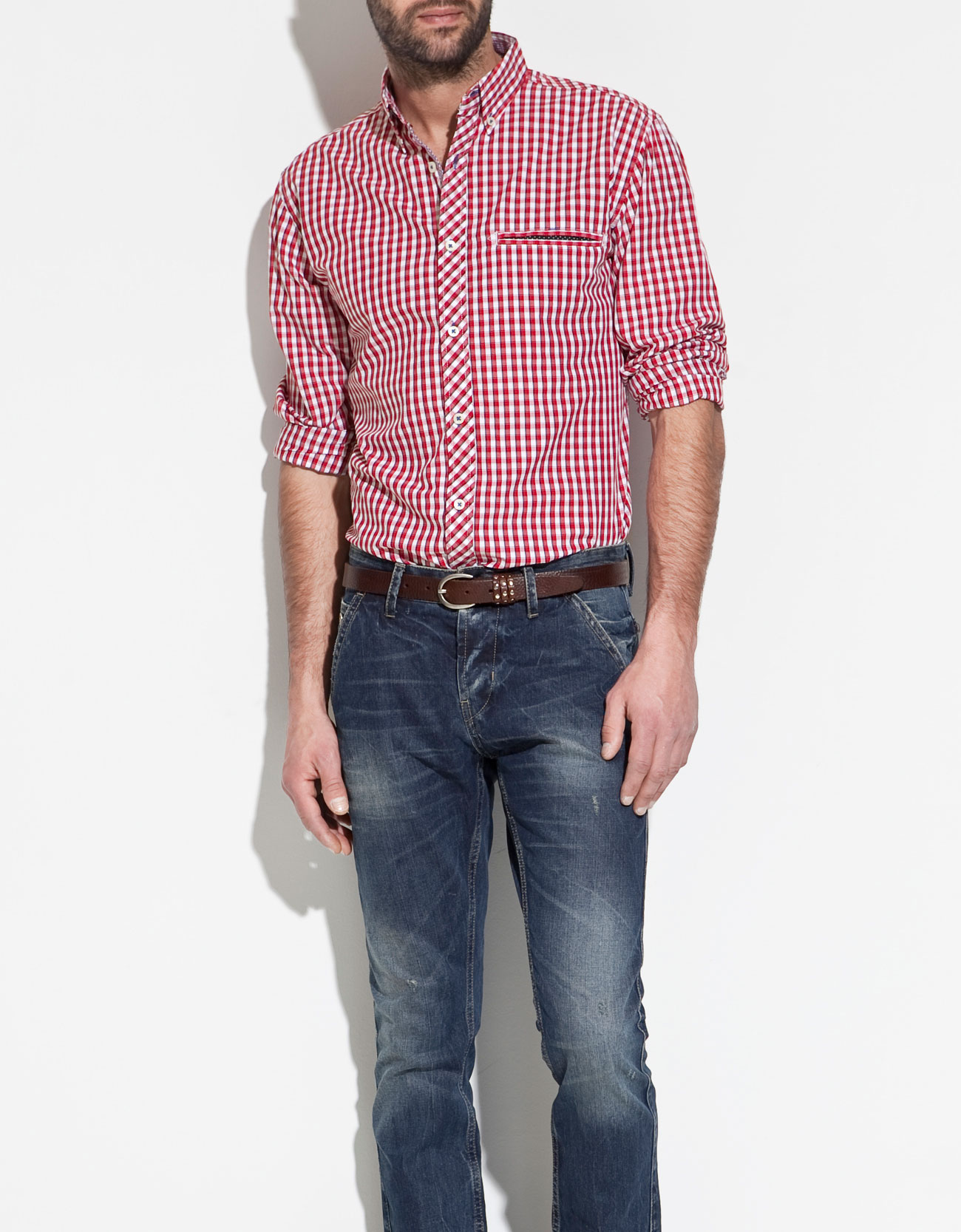 Zara Button Down Shirt with Contrast Detailing in Red for Men | Lyst