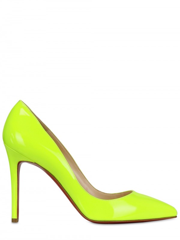 Christian louboutin 100mm Pigalle Leather Fluo Pointy Pumps in ...  
