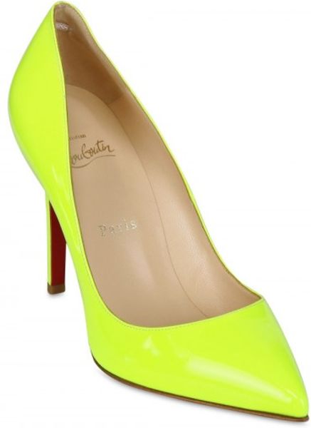 Christian Louboutin 100mm Pigalle Leather Fluo Pointy Pumps in Yellow ...