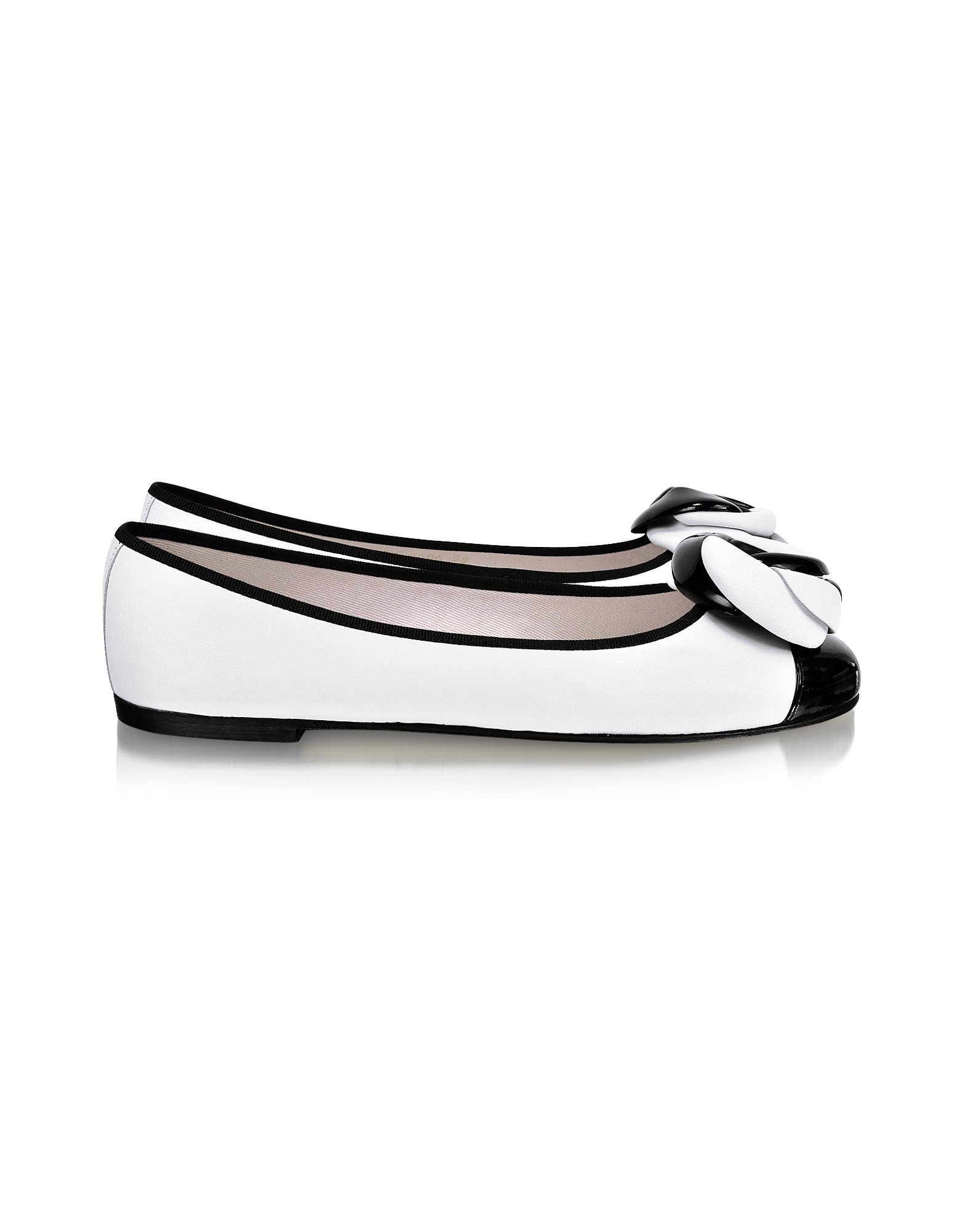 Lyst Pretty ballerinas Black and White Leather Ballerina Shoes in White