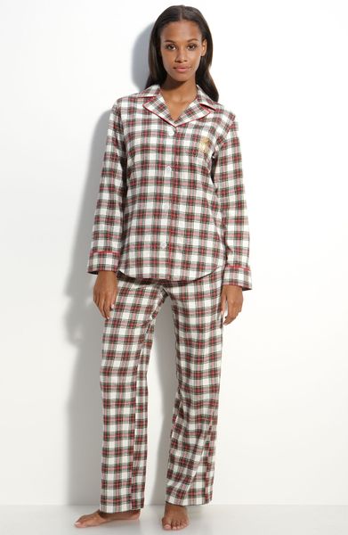 Lauren By Ralph Lauren Sleepwear Notched Collar Flannel Pajamas in Red ...