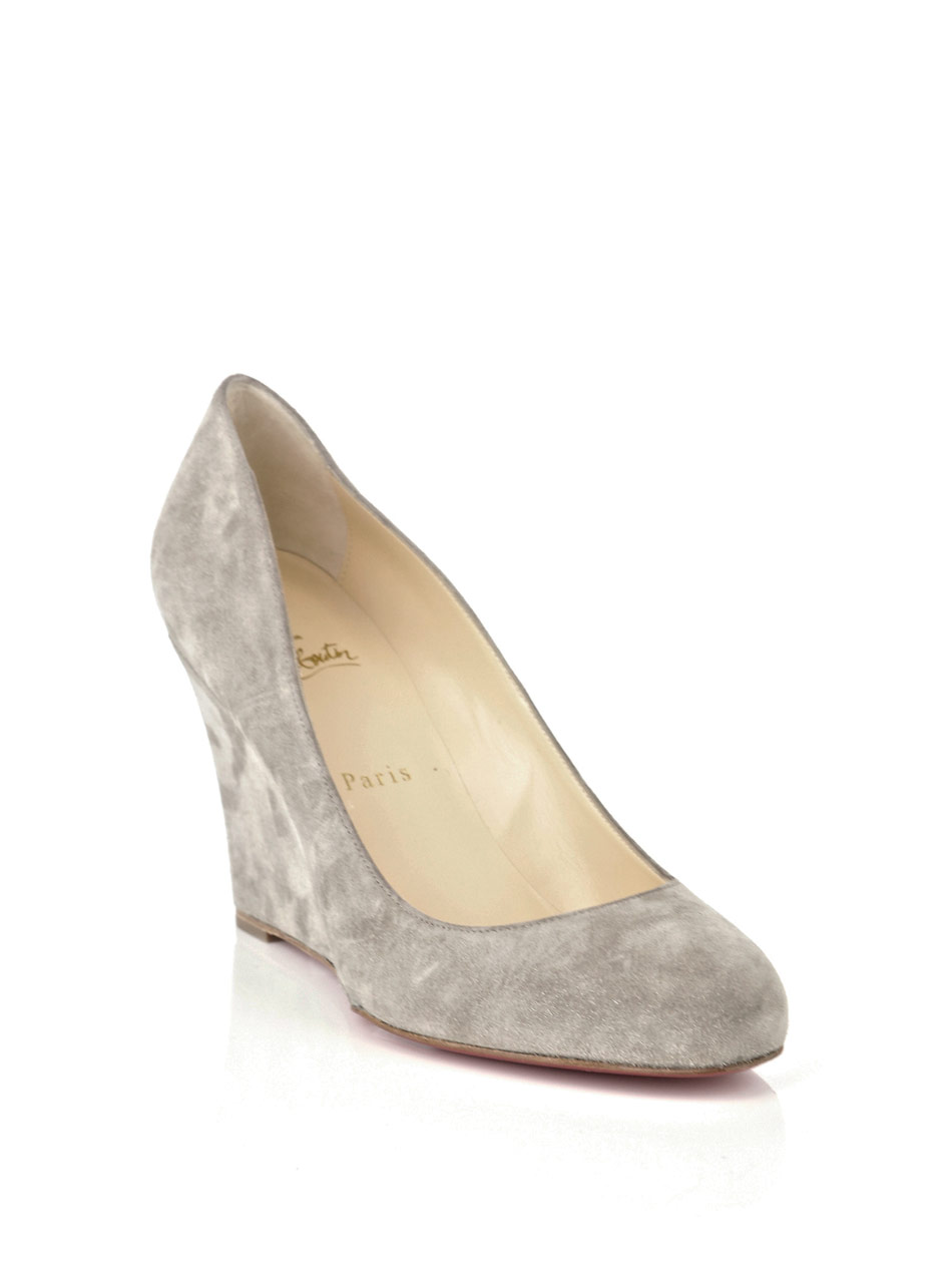 christian louboutin man shoes - Christian louboutin Ron Ron 85mm Suede Wedges in Gray (grey) | Lyst
