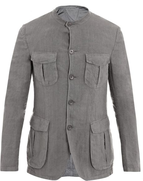 Z Zegna Unstructured Nehru Collar Jacket in Gray for Men (grey) | Lyst