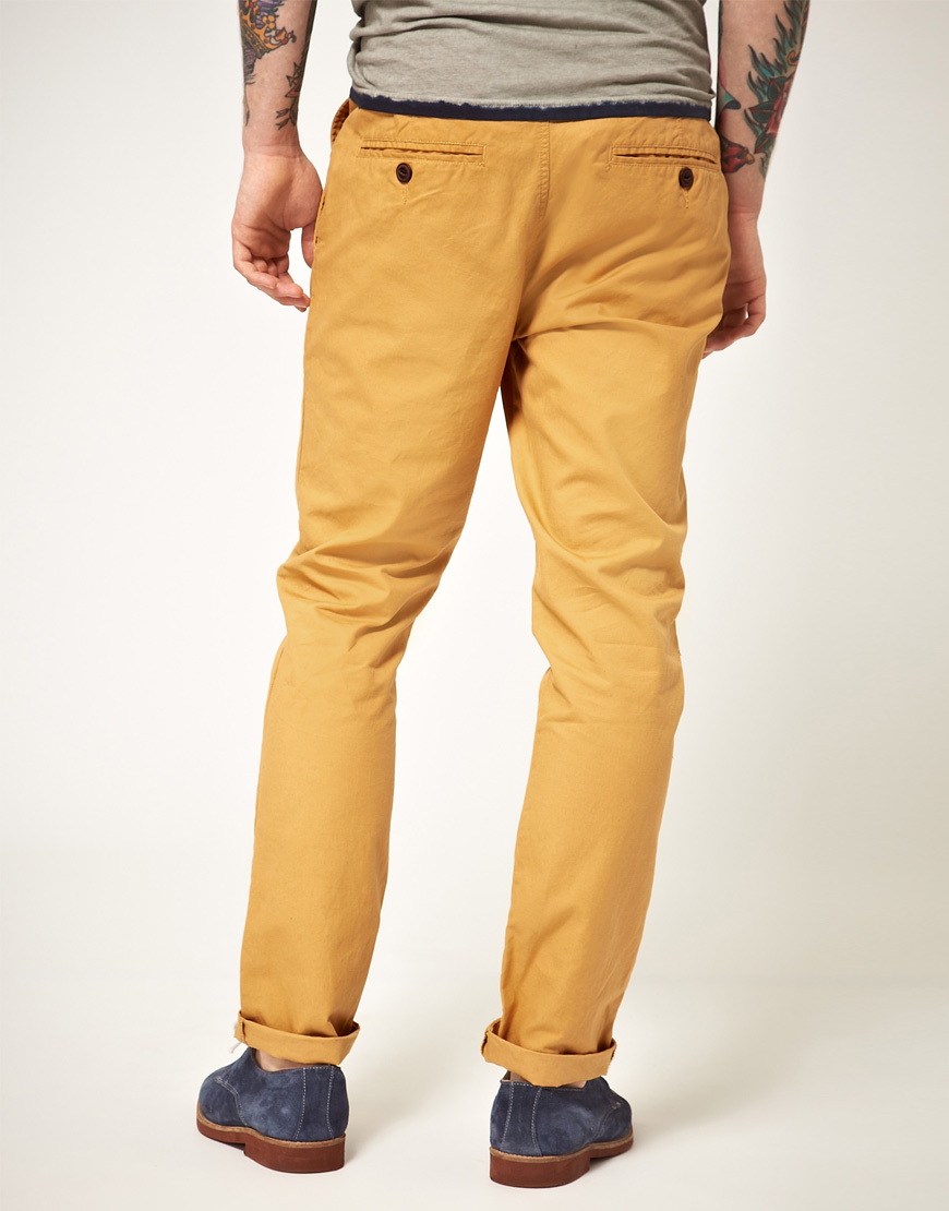 Lyst - Asos Slim Fit Chinos in Yellow for Men