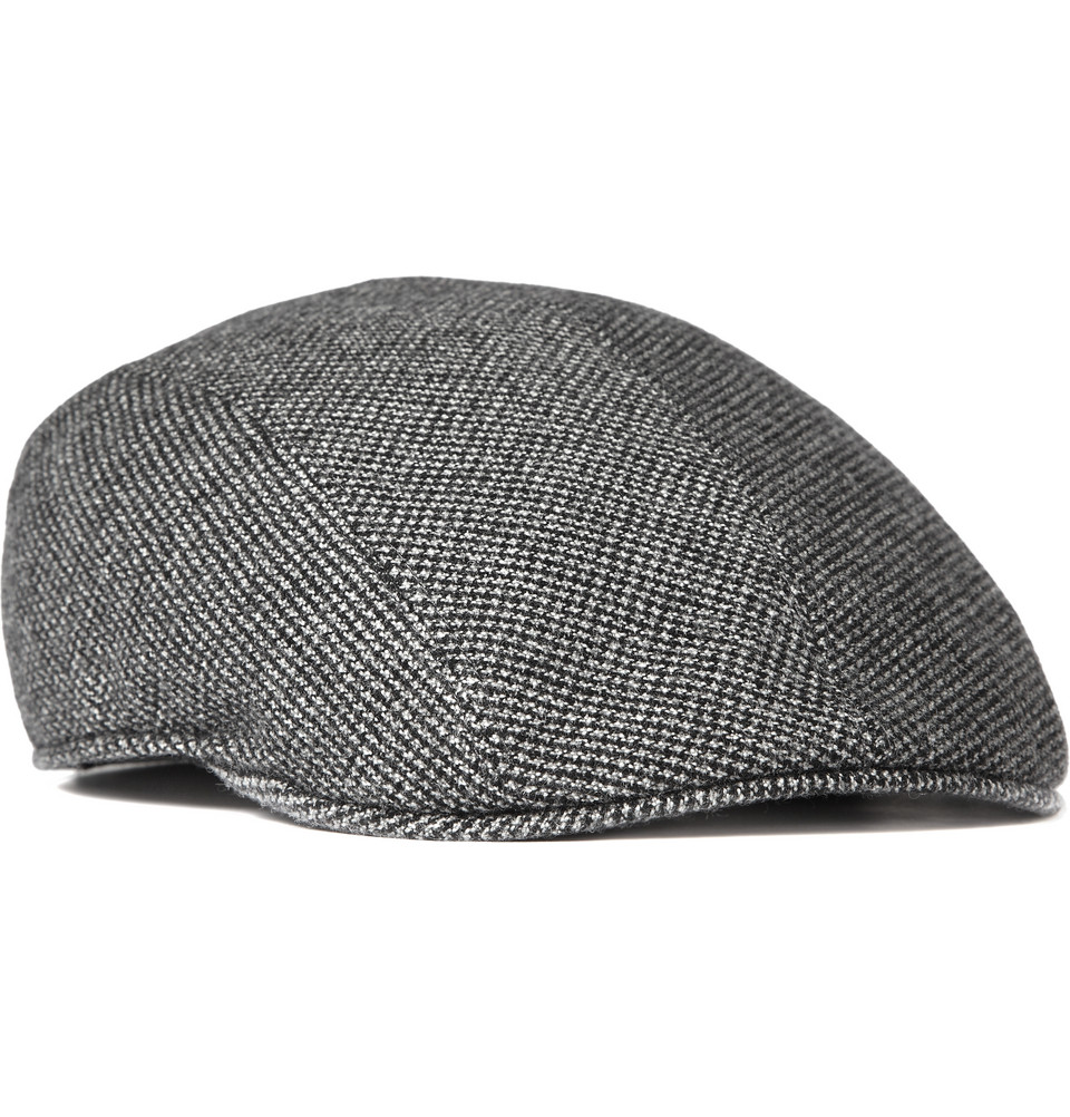 Dolce & Gabbana Houndstooth Check Wool Flat Cap in Gray for Men | Lyst