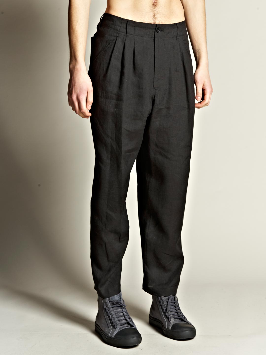 Yohji yamamoto Pour Homme Mens Tuck Pants in Black for Men | Lyst