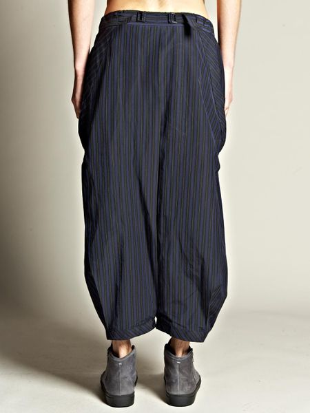 Yohji Yamamoto Pour Homme Mens Cropped Drop Crotch Trousers in Blue for ...