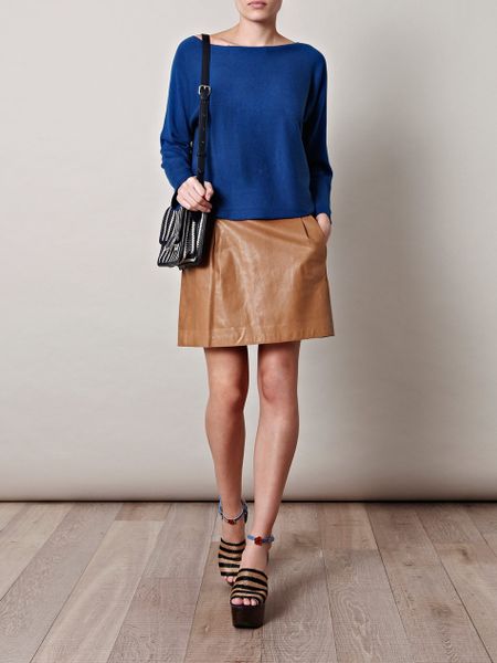 Vince Leather Mini Skirt in Brown (tan) | Lyst