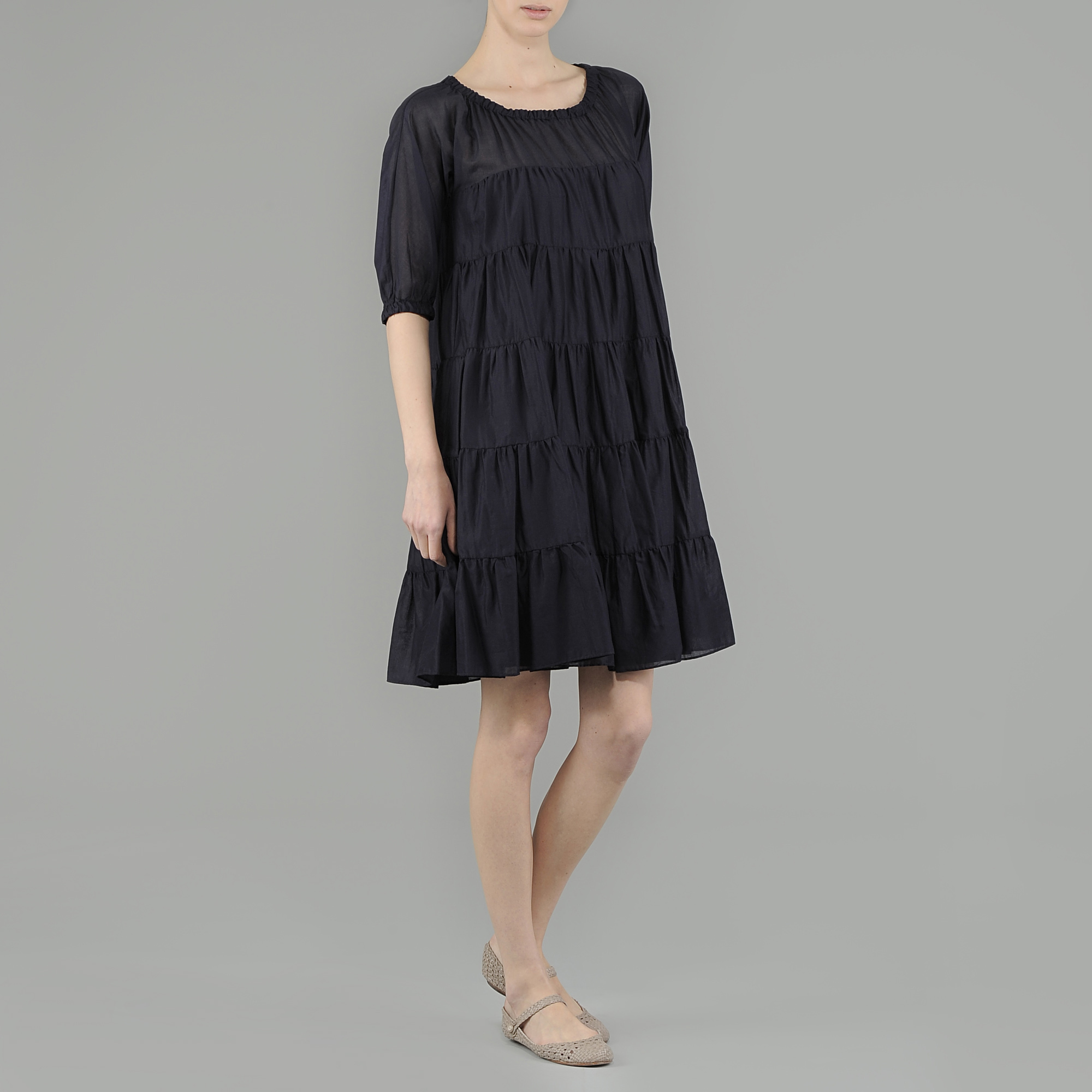 Aspesi Dress with Gathered Neckline in Black | Lyst