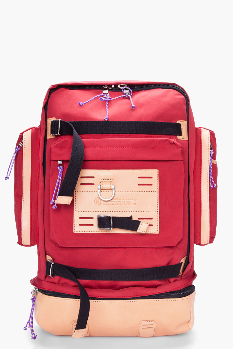 Stussy Red Leather Trimmed Tramp Backpack in Red for Men | Lyst