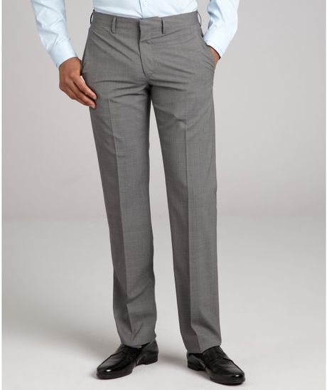 Prada Grey Wool Flat Front Straight Leg Pants in Gray for Men (grey) | Lyst