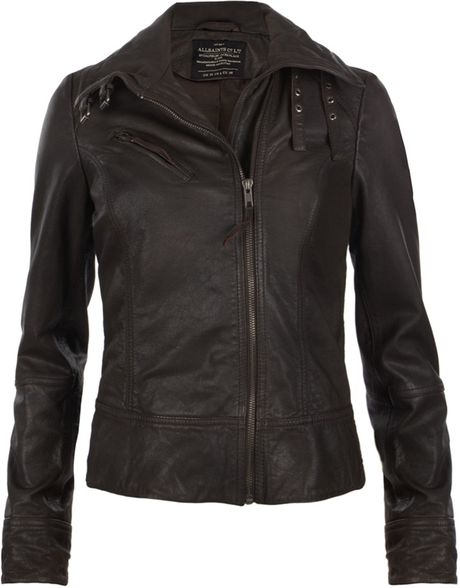 Allsaints Belvedere Leather Jacket in Brown (bitter) | Lyst