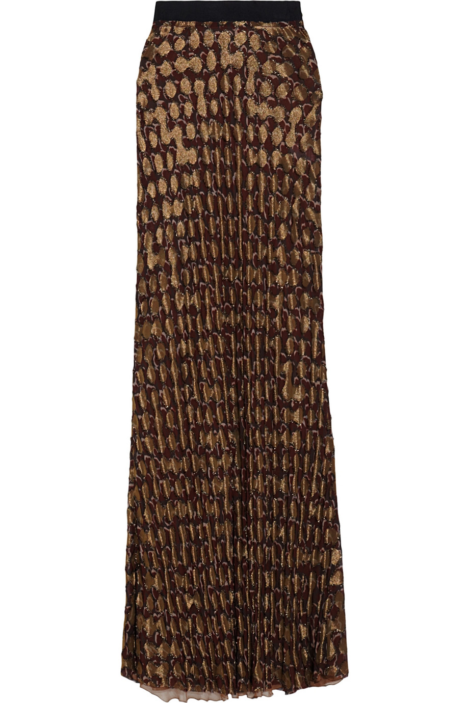 Lyst - Lanvin Appliqué Silk-blend Maxi Skirt in Brown
