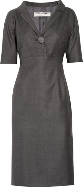 Valentino Roma Stretch Wool and Silkblend Dress in Gray | Lyst