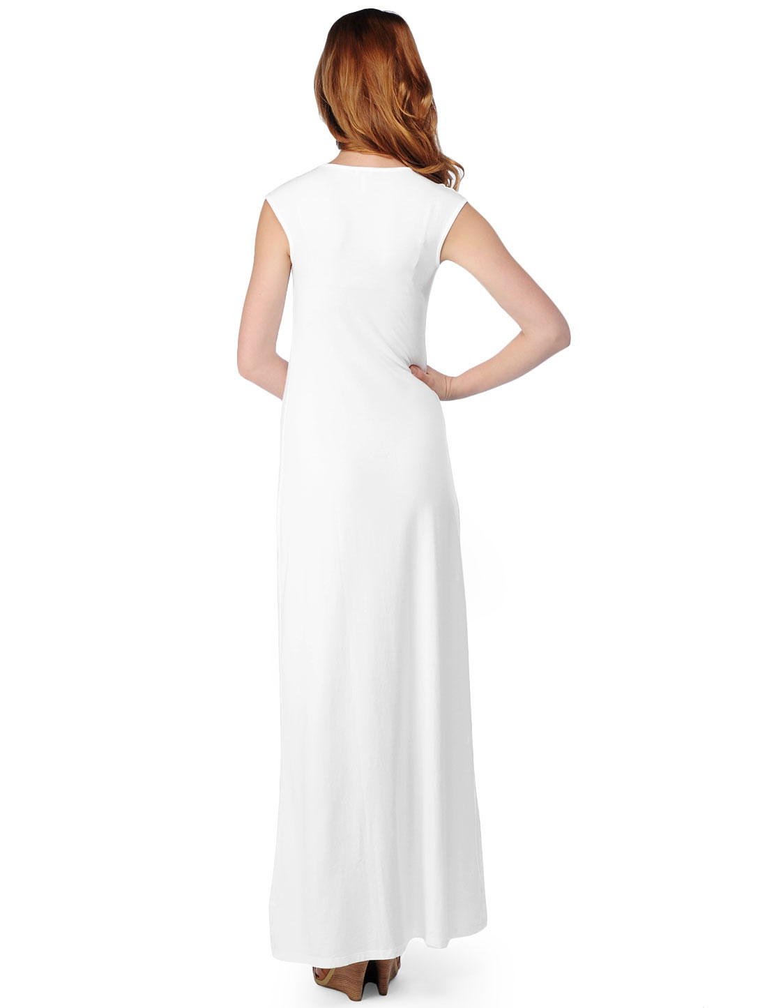 white cap sleeve maxi dress