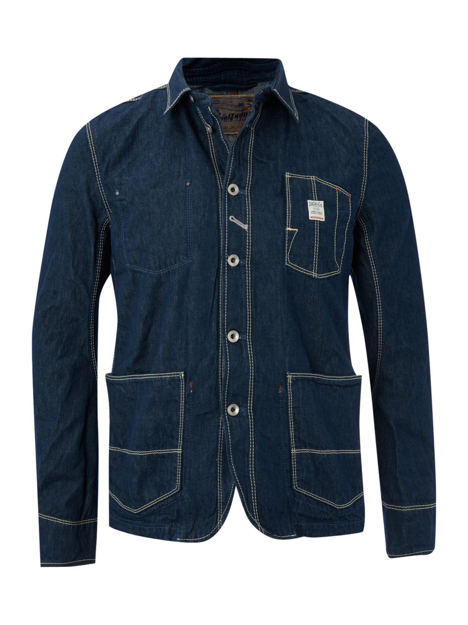 Diesel Denim Workwear White Sitich Jacket in Blue for Men (denim indigo ...