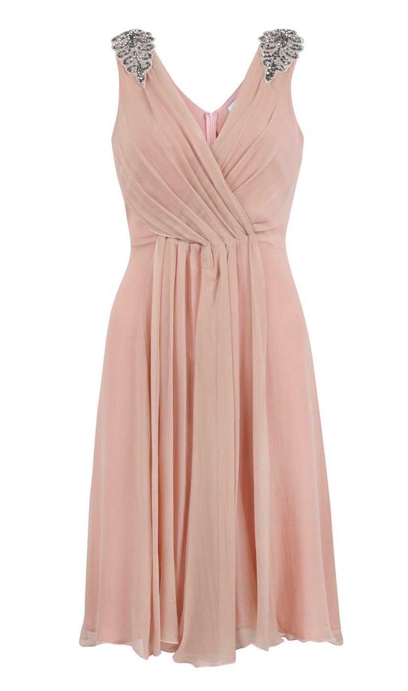 Almost famous Chiffon Pleated Dress in Pink | Lyst