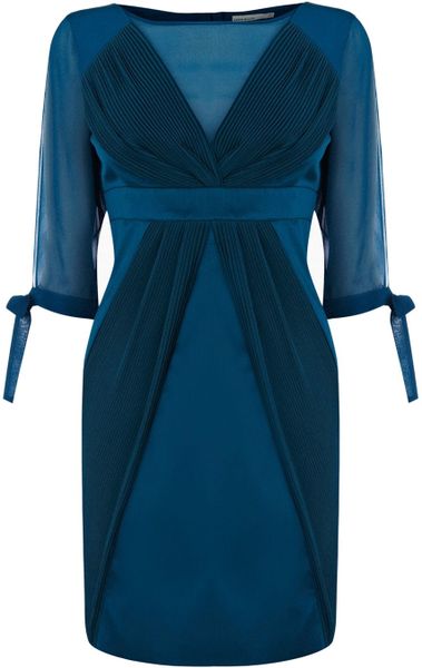 Karen Millen Bodycon Plisse Dress in Blue (teal) | Lyst