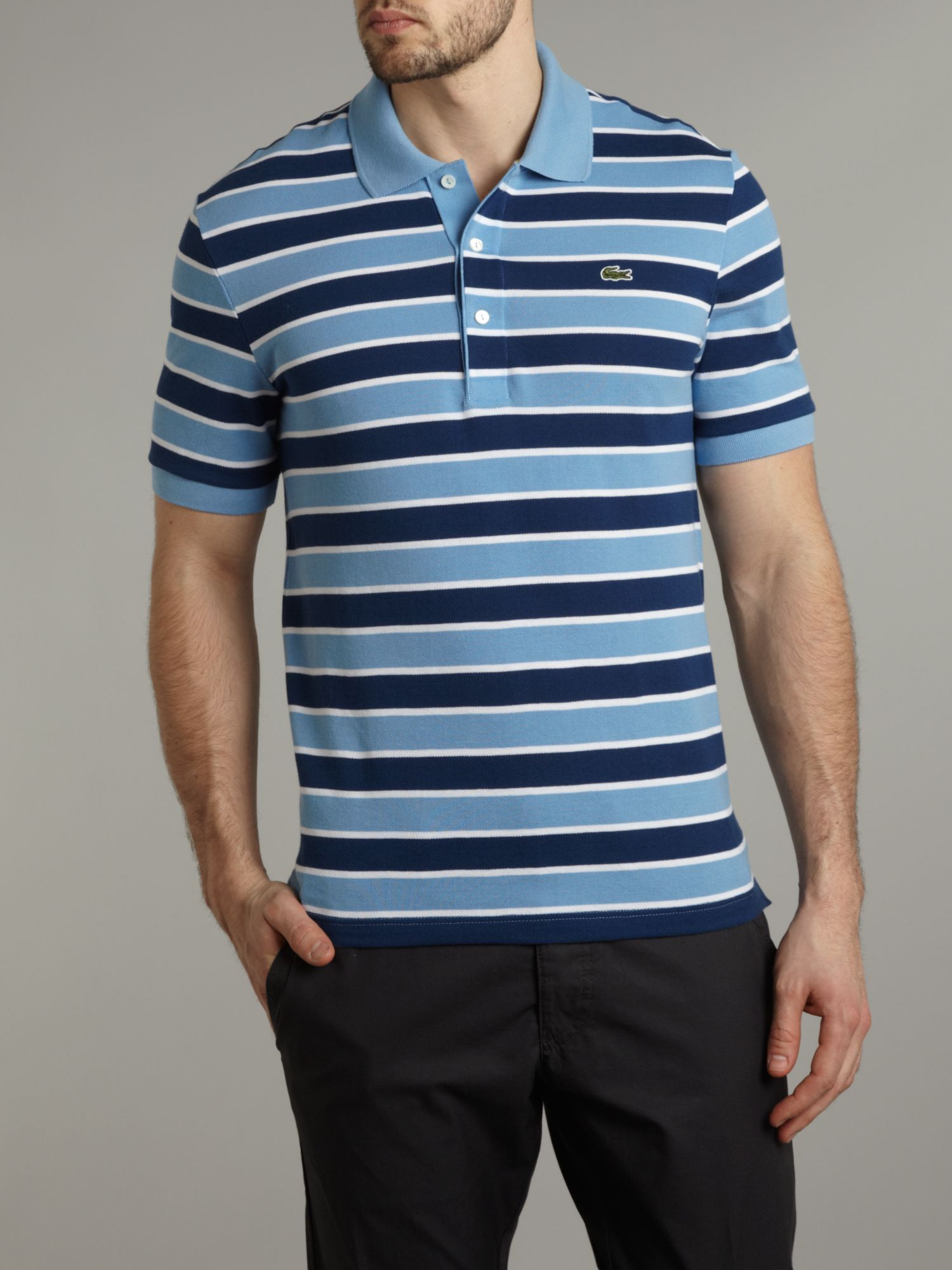 Lacoste Multi Striped Polo Shirt in Blue for Men | Lyst