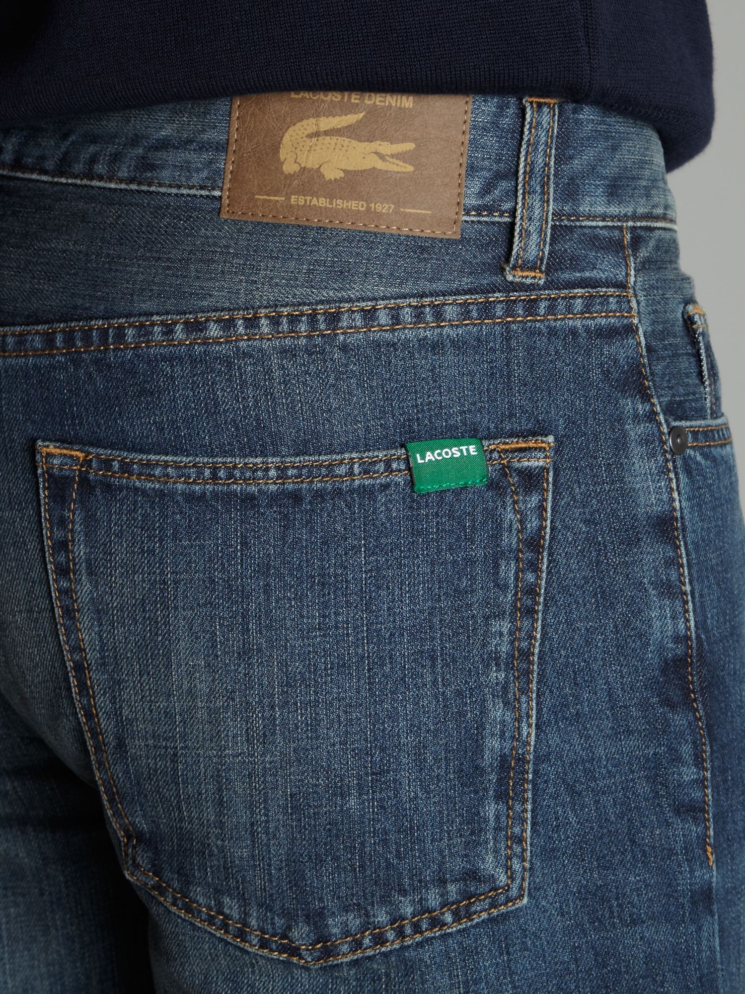 Lacoste Straight Legged Mid Washed Jeans in Blue for Men | Lyst