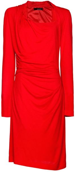 Mango Asymmetric Neck Dress in Gray (red) | Lyst