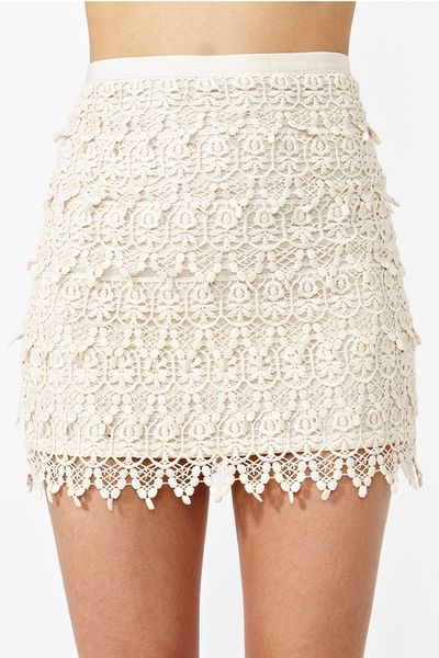 Nasty Gal Macyn Crochet Skirt in Gray (cream) | Lyst