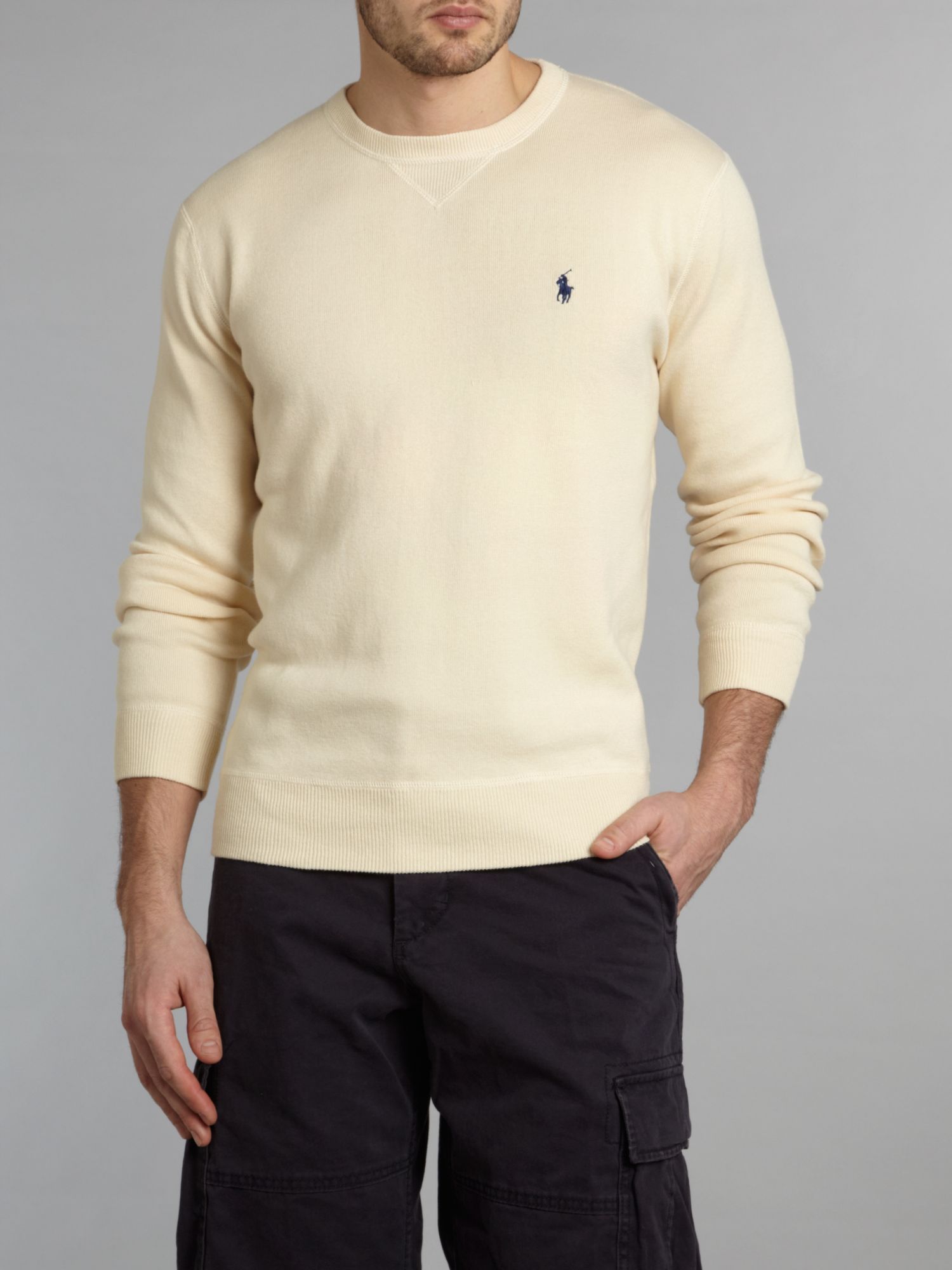 Polo ralph lauren Cotton Crew Neck Jumper in Natural for Men | Lyst