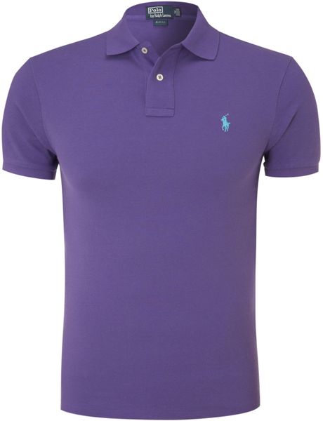 Polo Ralph Lauren Slim Fitted Polo Shirt in Purple for Men (dark purple ...