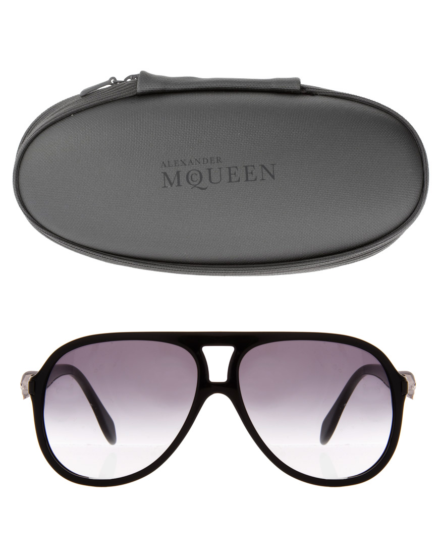 Lyst Alexander mcqueen Plastic Skull Aviator Sunglasses in Black for Men