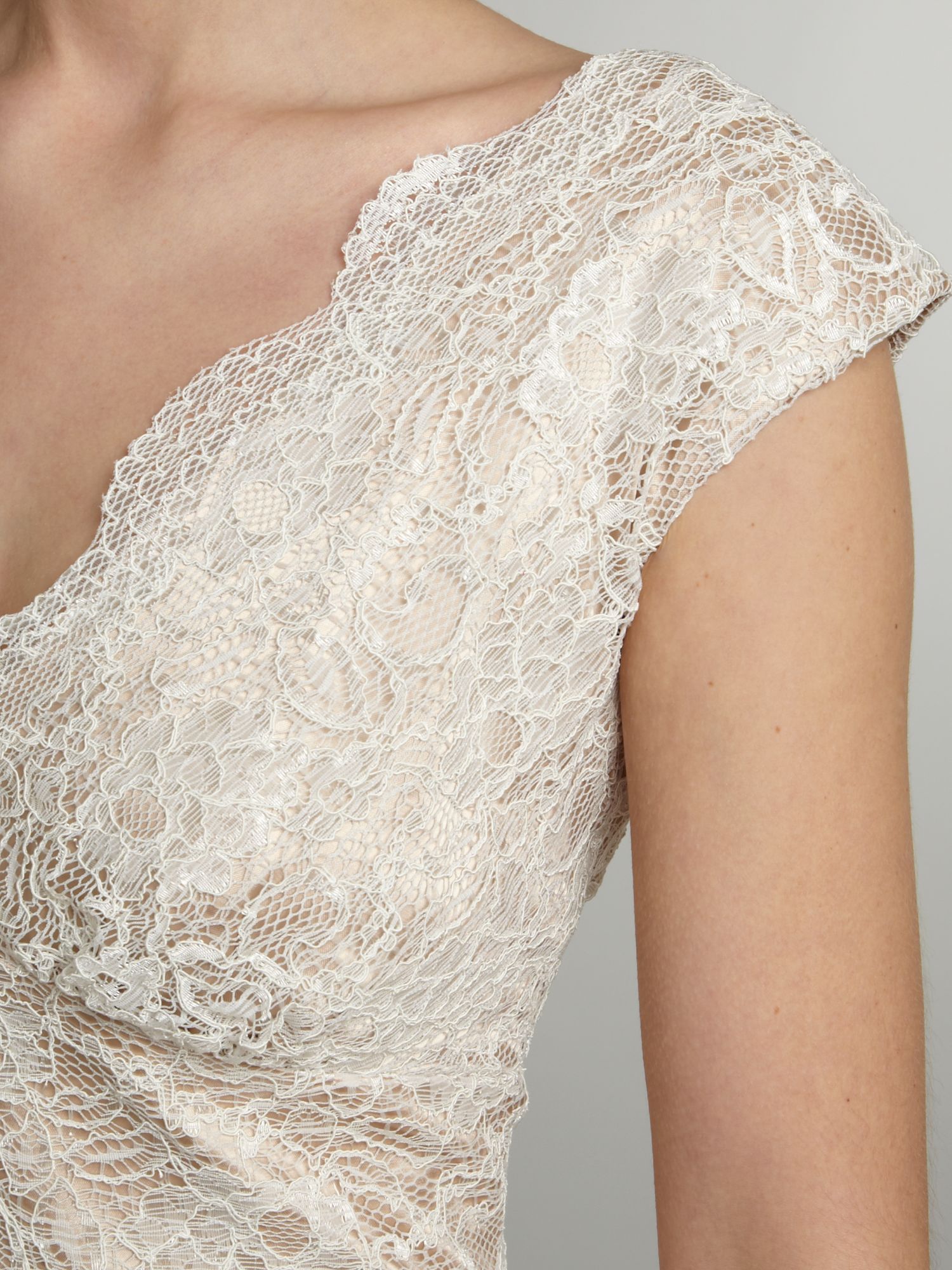 Ariella Lace Overlay Prom Dress in White | Lyst