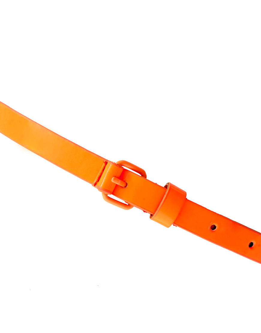 Lyst - Asos Fluro Skinny Belt in Orange