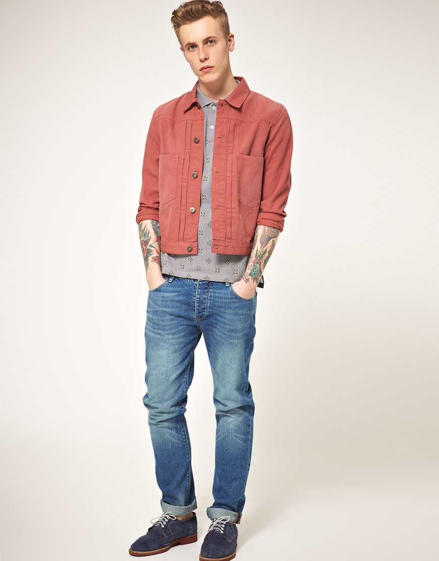 Lyst - Asos Coloured Denim Jacket in Pink for Men