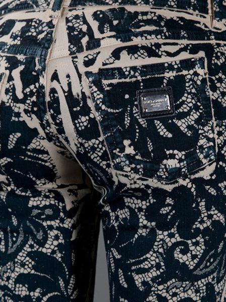 Dolce & Gabbana Lace Print Jean in Black | Lyst