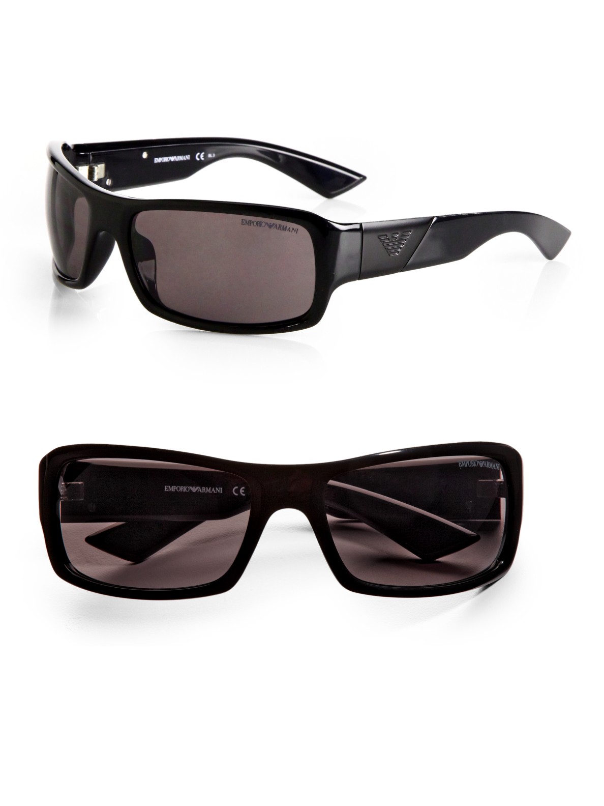 Emporio Armani Rectangular Sunglasses in Black for Men | Lyst