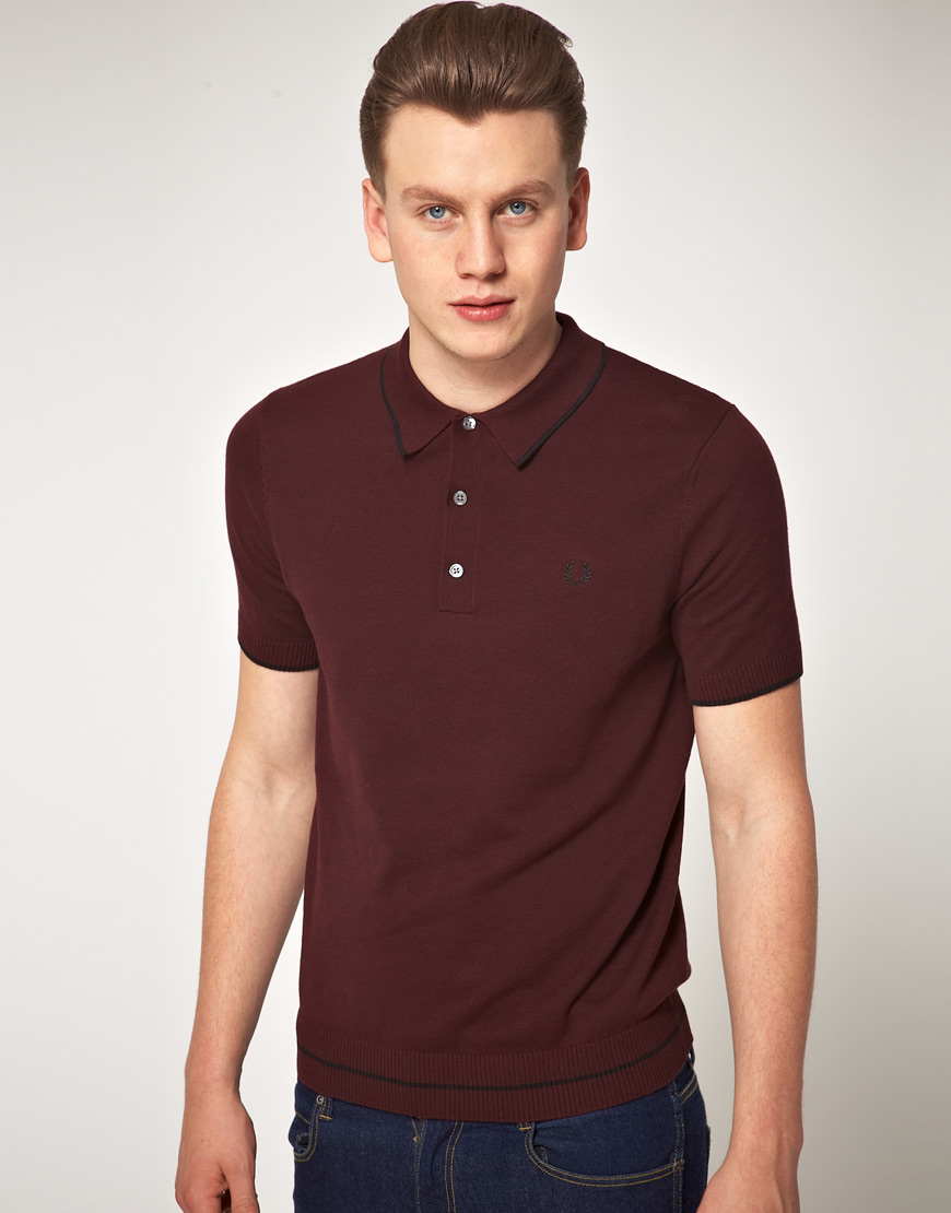 Lyst - Fred Perry Vintage Marl Knitted Polo in Red for Men