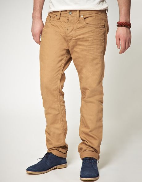 Diesel Braddom Slim Carrot Jeans in Beige for Men | Lyst