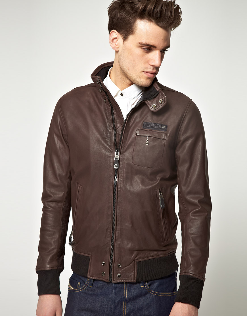 Lyst - Diesel Diesel Lalo Leather Jacket in Brown for Men