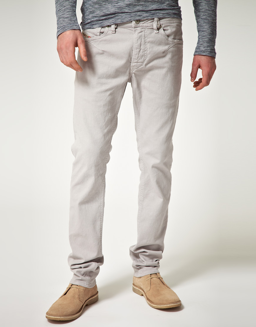 Diesel Shioner Slim Fit Jeans in Gray for Men | Lyst