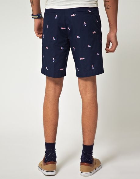 Lacoste L!ive Lacoste Live Shoe Embroidered Shorts in Blue for Men ...