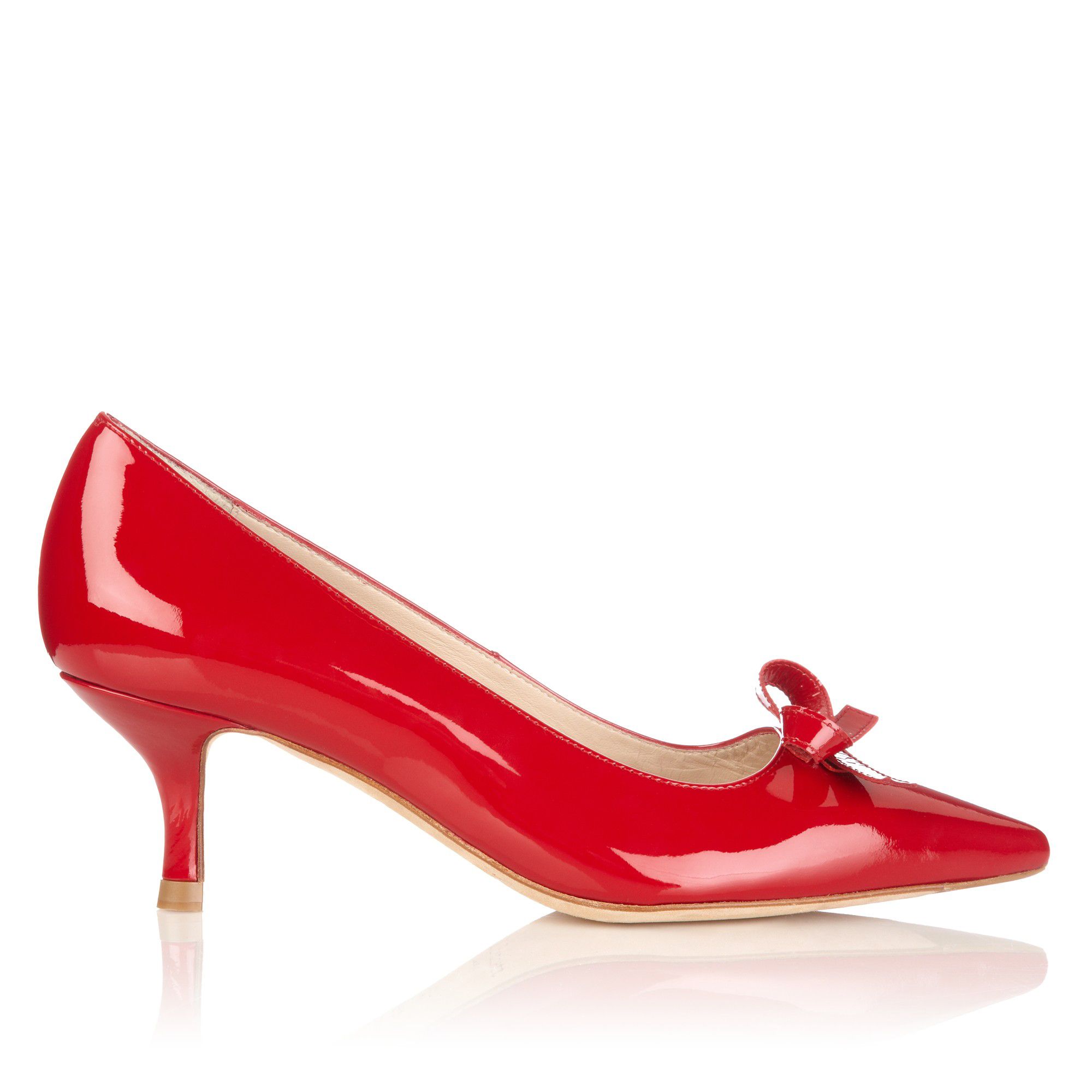 L.k.bennett Point Kitten Heel with Bow in Red | Lyst