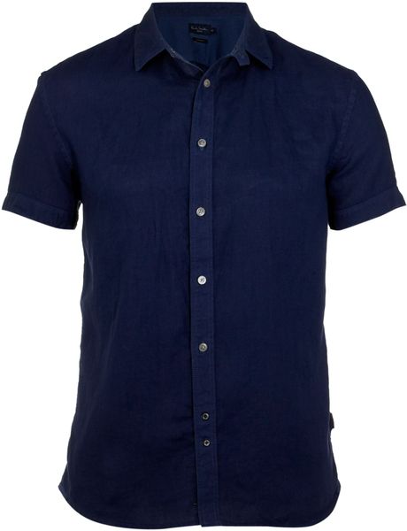 Paul Smith Linen Shirt in Blue for Men (navy) | Lyst